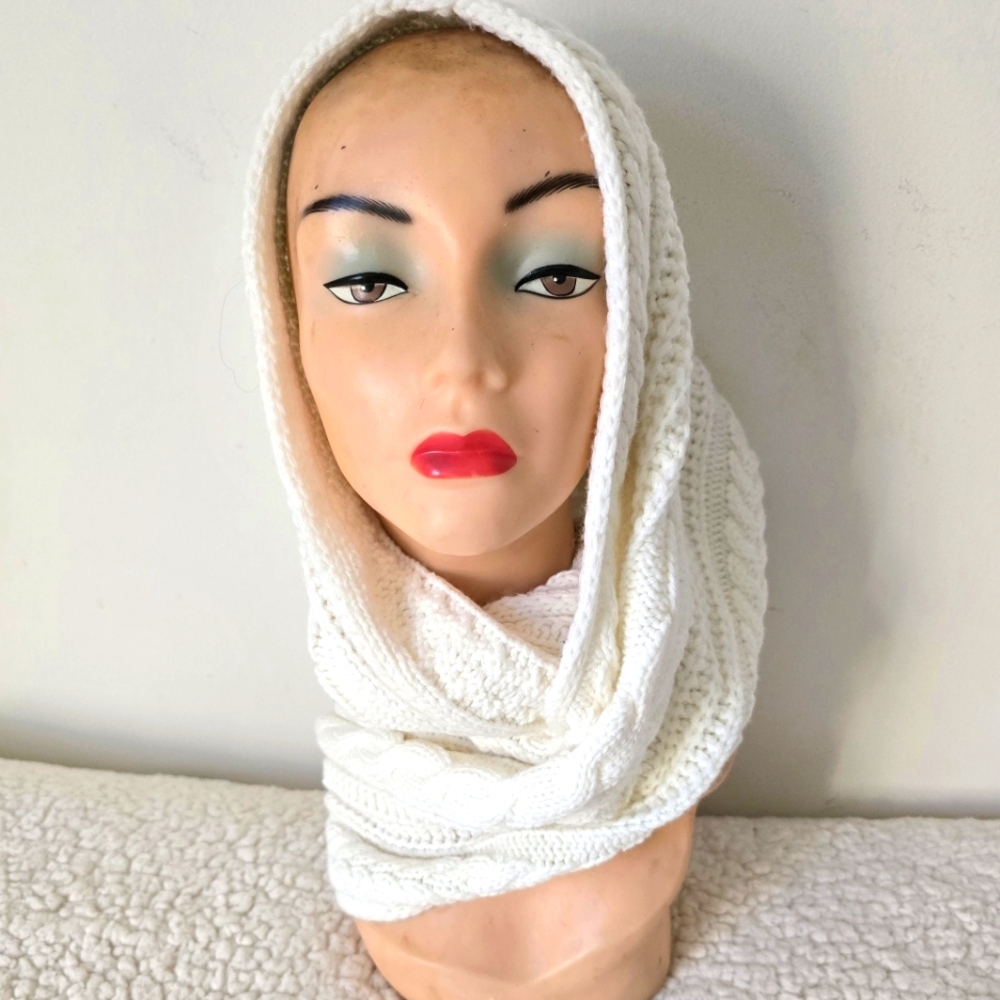 Winter White Cable Knit Infinity Scarf